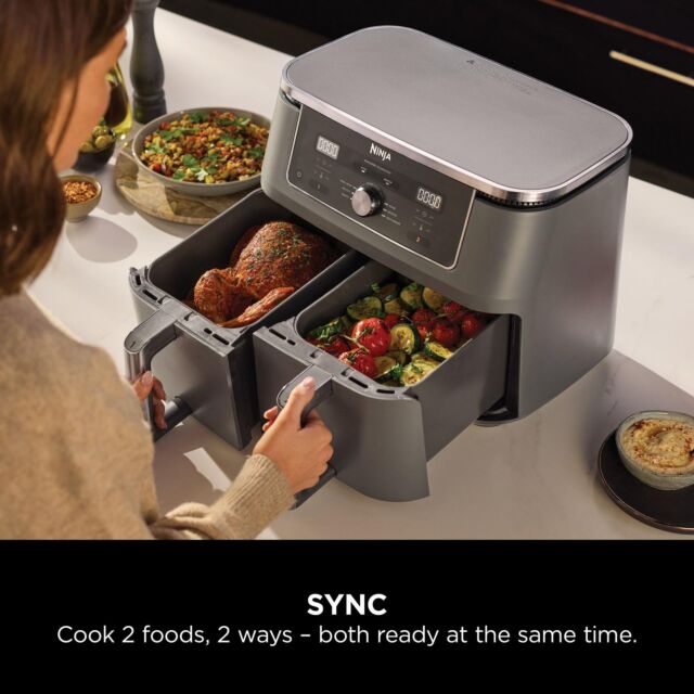 Ninja DZ400UK 9.5 Litre Max 6-In-1 Dual Zone Air Fryer - Gun Metal Grey