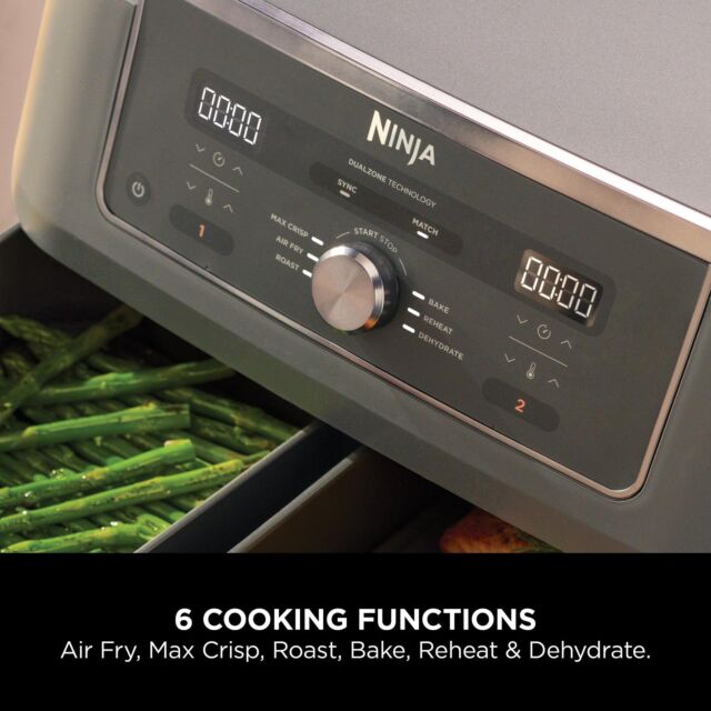 Ninja DZ400UK 9.5 Litre Max 6-In-1 Dual Zone Air Fryer - Gun Metal Grey